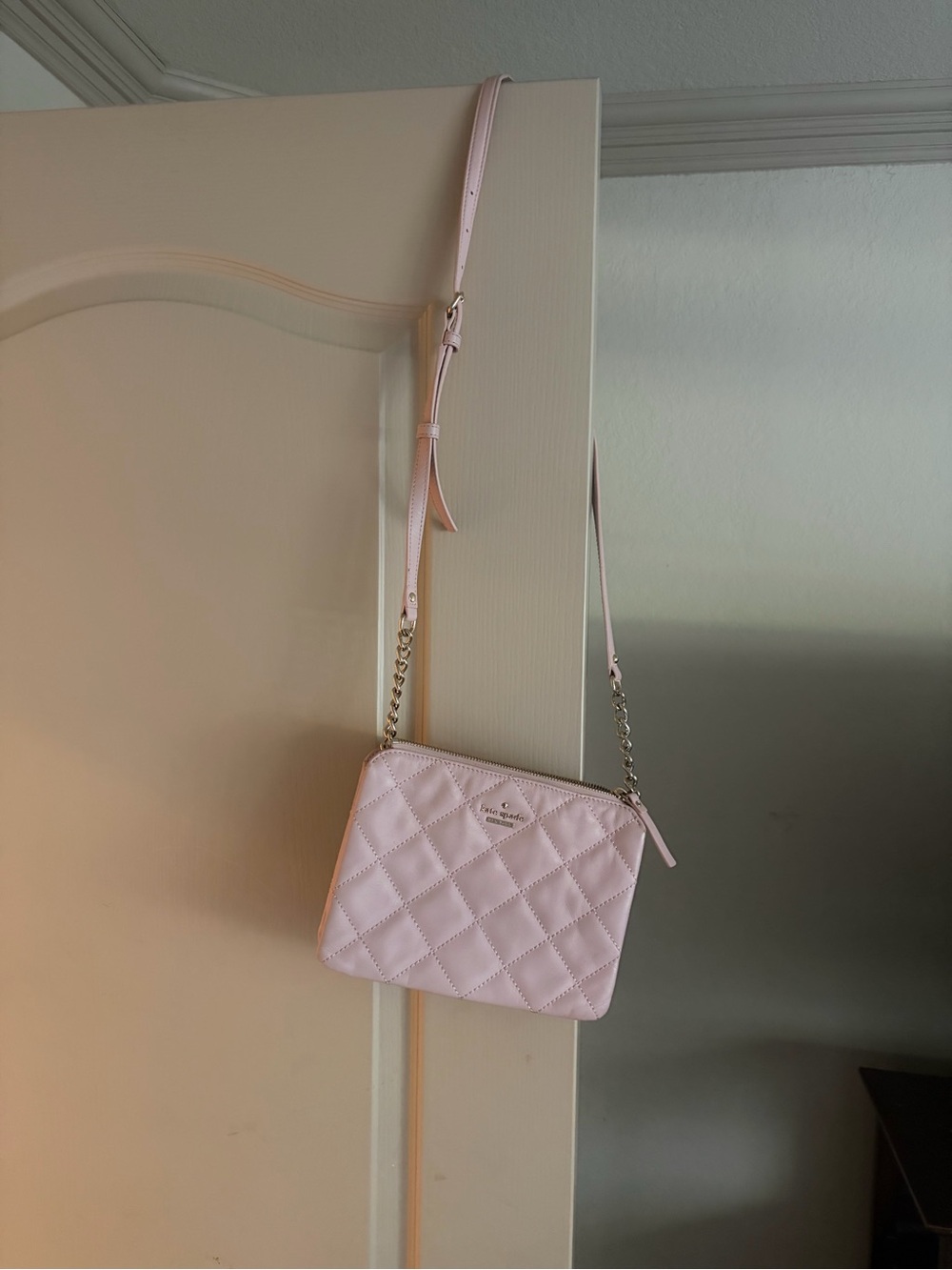 kate spade Quilted Blush Pink Crossbody with Gold Chain